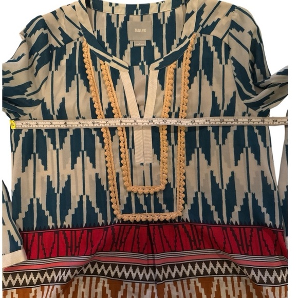 Maeve Anthropologie Ikat Rohana Aztec Popover Blouse Sz 2 Aztec Boho Relaxed Fit - Picture 7 of 10